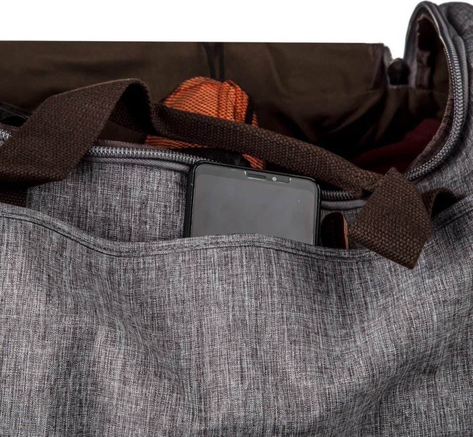 Сіра дорожня сумка середнього розміру з текстилю Vintage (20137)