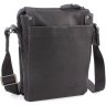 Чоловіча шкіряна сумка чорного кольору зі світлою рядком Leather Collection (11127) - 1