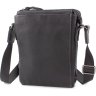 Чоловіча шкіряна сумка чорного кольору зі світлою рядком Leather Collection (11127) - 3