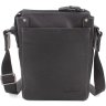 Чоловіча шкіряна сумка чорного кольору зі світлою рядком Leather Collection (11127) - 4