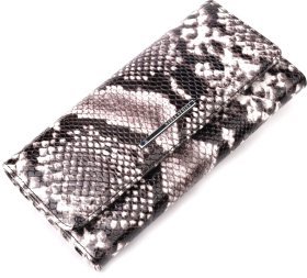 Женский вместительный кожаный кошелек с принтом под змею KARYA (2421009)