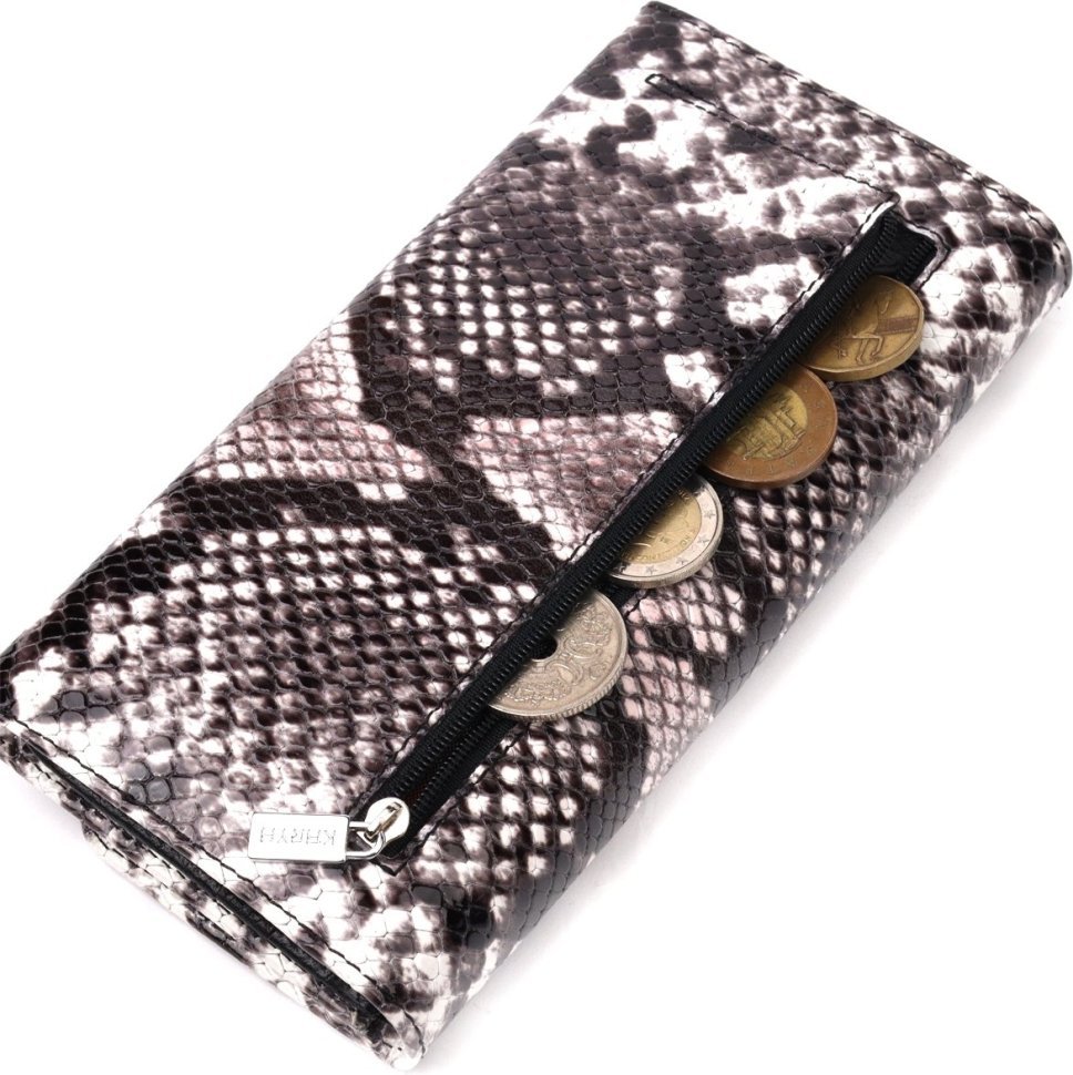 Жіночий шкіряний гаманець з принтом під змію KARYA (2421009)