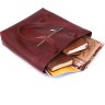 Бордова жіноча сумка-шоппер із якісної вінтажної шкіри Shvigel (16350) - 5