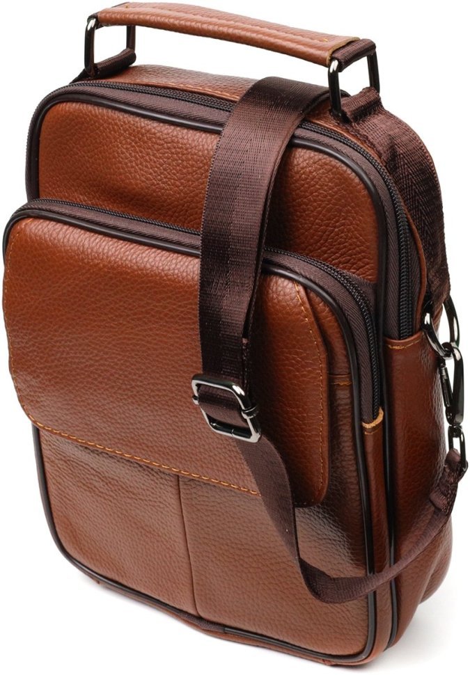 Чоловіча сумка-барсетка невеликого розміру з натуральної шкіри коричневого кольору Vintage 2421951
