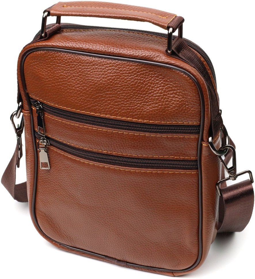 Чоловіча сумка-барсетка невеликого розміру з натуральної шкіри коричневого кольору Vintage 2421951