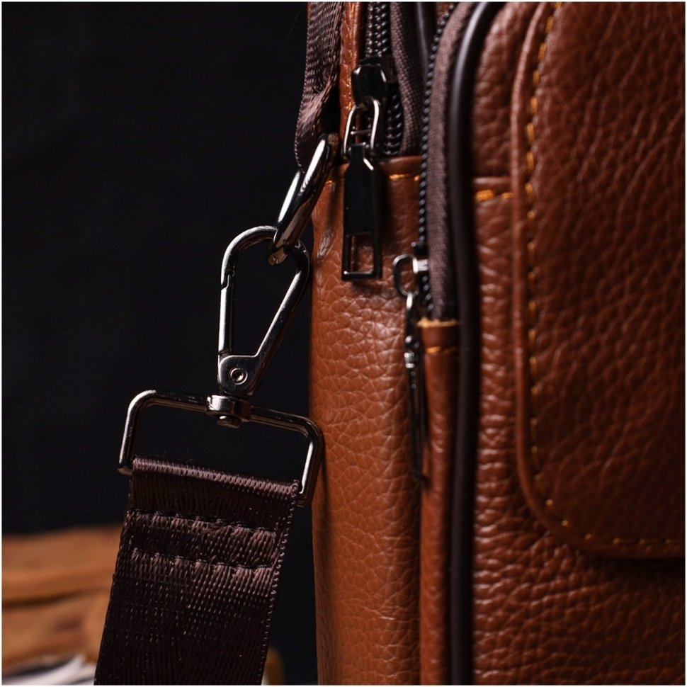 Мужская сумка-барсетка небольшого размера из натуральной кожи коричневого цвета Vintage 2421951