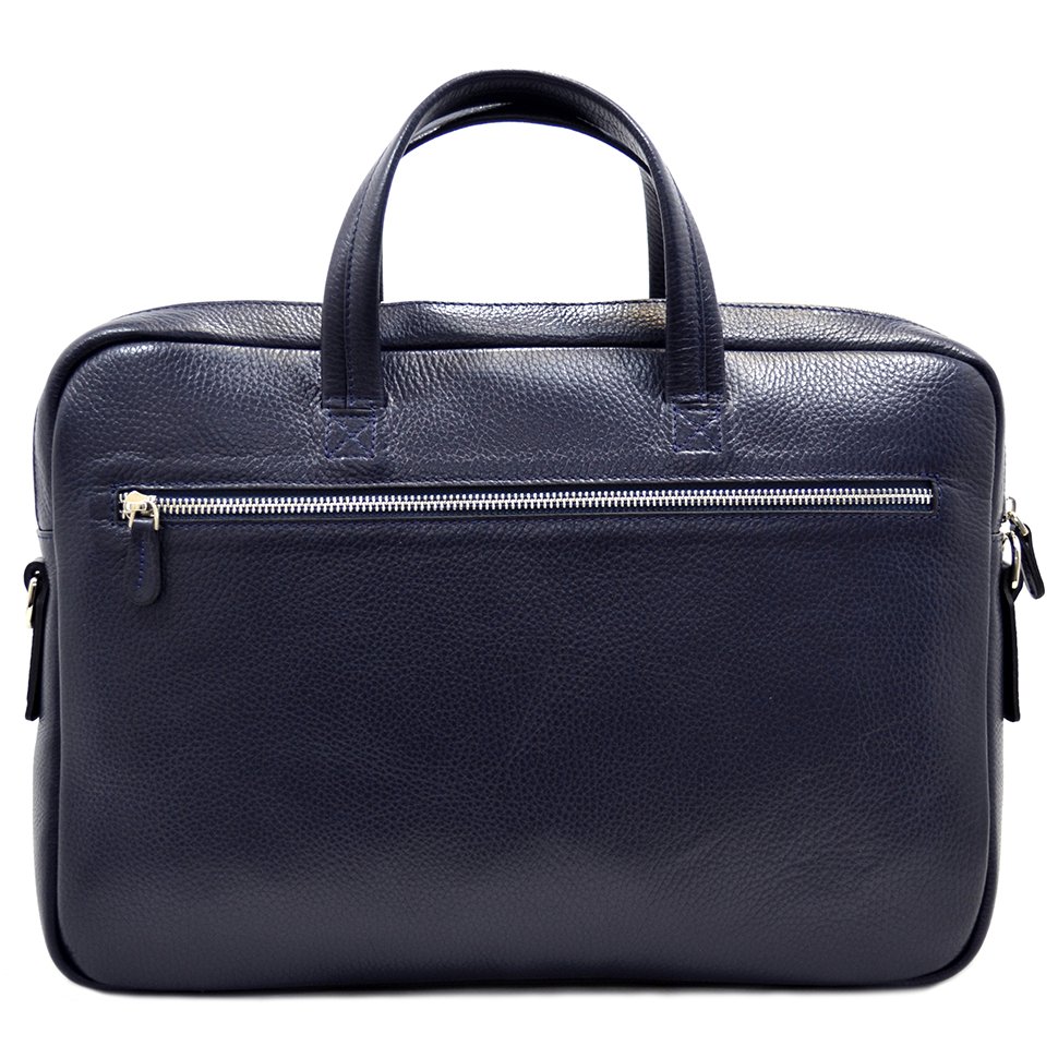 Качественная деловая сумка из натуральной кожи синего цвета - DESISAN (11558)