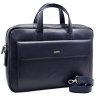 Качественная деловая сумка из натуральной кожи синего цвета - DESISAN (11558) - 7