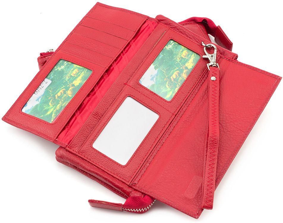 Червоний шкіряний гаманець-клатч Marco Coverna (17841)