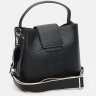 Жіноча шкіряна сумка в чорному кольорі з фактурою під рептилію Ricco Grande (21289) - 5
