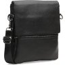 Мужская кожаная черная сумка на плечо с фиксацией на клапан Borsa Leather (21315) - 1