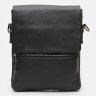 Мужская кожаная черная сумка на плечо с фиксацией на клапан Borsa Leather (21315) - 2
