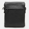 Мужская кожаная черная сумка на плечо с фиксацией на клапан Borsa Leather (21315) - 3