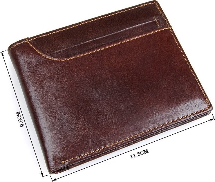 Коричневое мужское портмоне из натуральной кожи без фиксации Vintage (2414374)