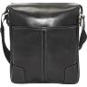 Классическая наплечная сумка планшет из гладкой кожи черного цвета VATTO (11864) - 9
