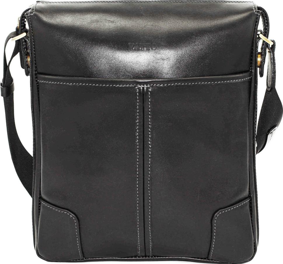 Класична наплічна сумка планшет з гладкої шкіри чорного кольору VATTO (11864)
