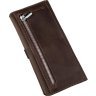 Темно-коричневый мужской купюрник из винтажной кожи с хлястиком SHVIGEL (2416207) - 2