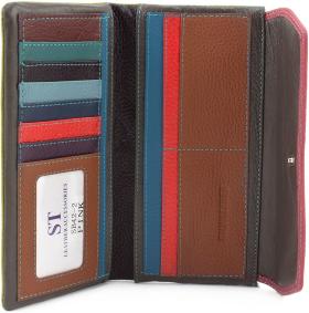 Кожаный цветной кошелек с отделением на молнии ST Leather (16017) - 2