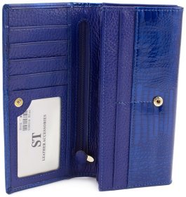 Жіночий лаковий гаманець синього кольору ST Leather (16282)