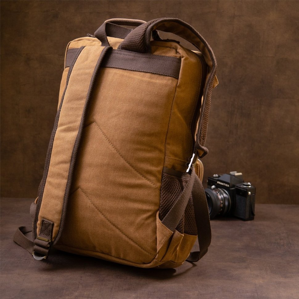 Коричневый рюкзак из текстиля с отделом под ноутбук Vintage (20619)
