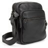 Мужская сумка-планшет из черной натуральной кожи флотар с плечевым ремешком Tiding Bag 77523 - 1