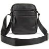 Мужская сумка-планшет из черной натуральной кожи флотар с плечевым ремешком Tiding Bag 77523 - 4