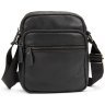 Мужская сумка-планшет из черной натуральной кожи флотар с плечевым ремешком Tiding Bag 77523 - 6