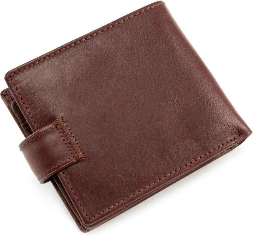 Мужской кошелек коричневого цвета на кнопке ST Leather (16550)