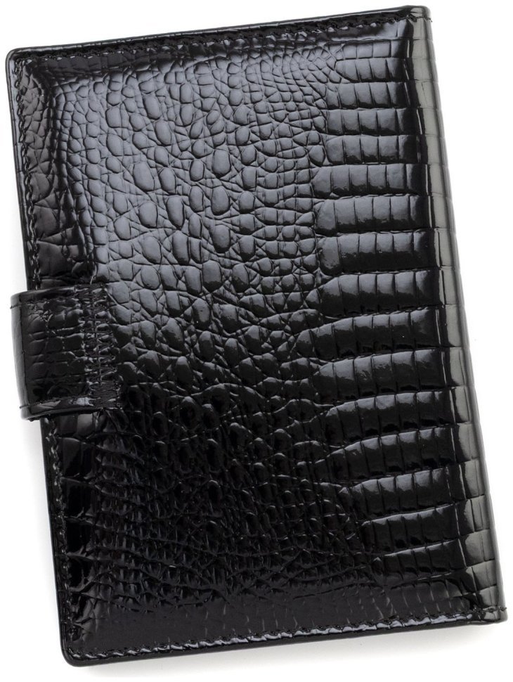 Обложка из лаковой кожи для паспорта и отделений для карточек ST Leather 97723 Черный modnotak фото №3