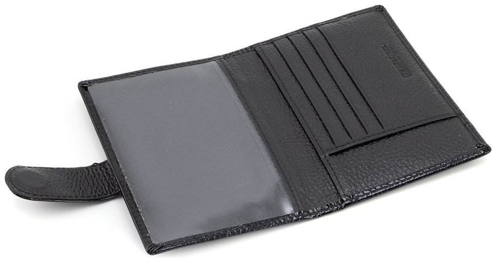 Обложка из лаковой кожи для паспорта и отделений для карточек ST Leather 97723 Черный modnotak фото №4