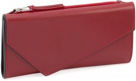 Красный женский кошелек большого размера из высококачественной кожи Grande Pelle (19313)