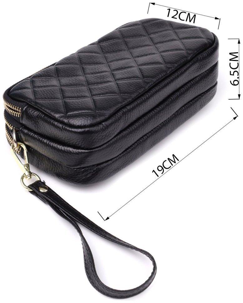 Повседневная компактная женская сумка из фактурной кожи на три отделения Vintage 98223 черного цвета modnotak фото №4