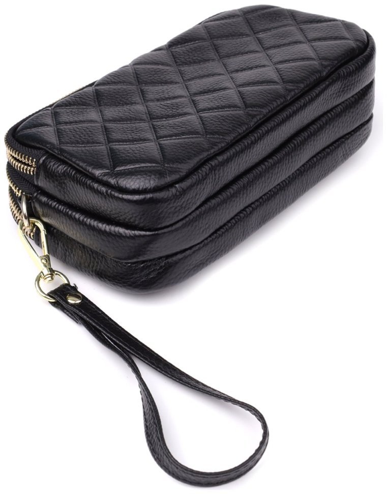 Повседневная компактная женская сумка из фактурной кожи на три отделения Vintage 98223 черного цвета modnotak фото №6