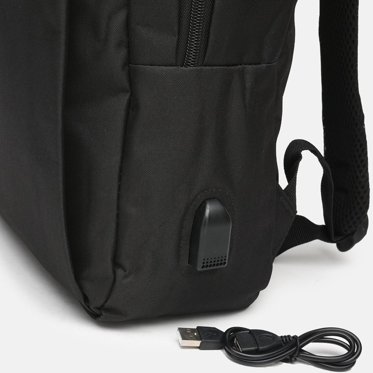 Місткий чоловічий рюкзак з якісного поліестеру чорного кольору Monsen (22134)