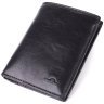 Компактное мужское портмоне без застежки из натуральной гладкой кожи черного цвета без монетницы Tony Perotti 108523 modnotak фото - 1