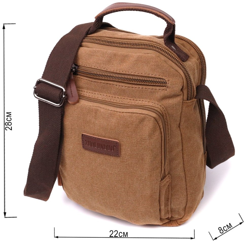 Средняя мужская сумка-барсетка из текстиля в коричневом цвете Vintage 2422236 modnotak фото №9