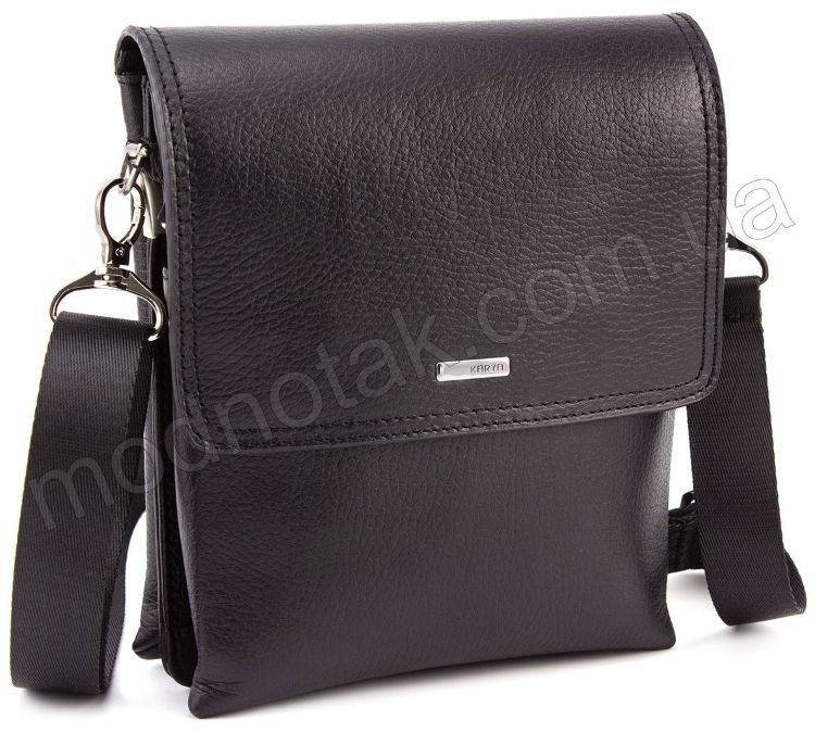 Шкіряна чоловіча сумка чорного кольору KARYA (0785-45)