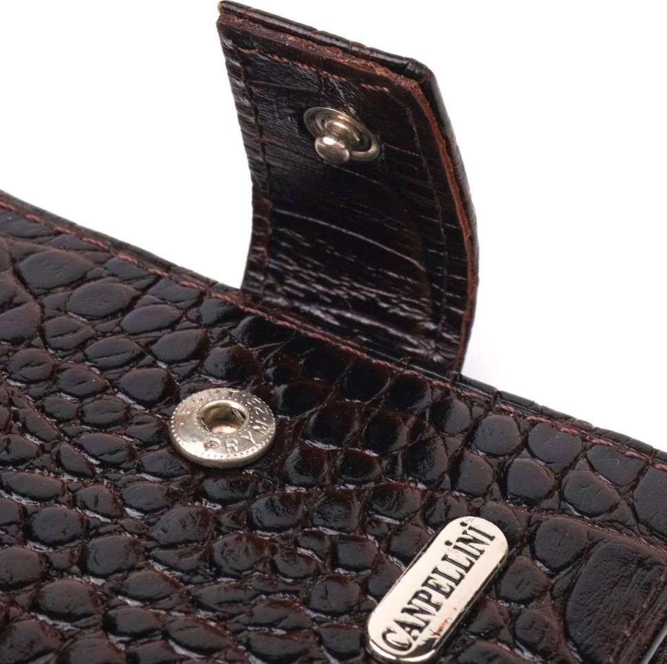 Невелике чоловіче портмоне з натуральної шкіри під крокодила в коричневому кольорі CANPELLINI (2421513)