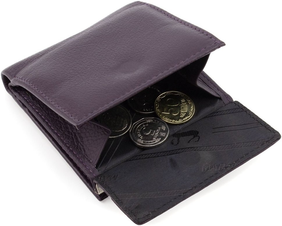 Женский фиолетовый кошелек маленького размера на кнопке Marco Coverna 68623