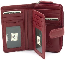 Червоний жіночий гаманець із натуральної шкіри високої якості з монетницею Visconti 68823