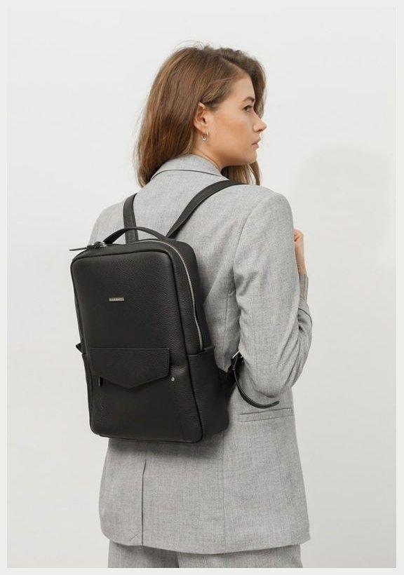 Черный женский классический рюкзак из натуральной кожи флотар BlankNote Cooper 78923