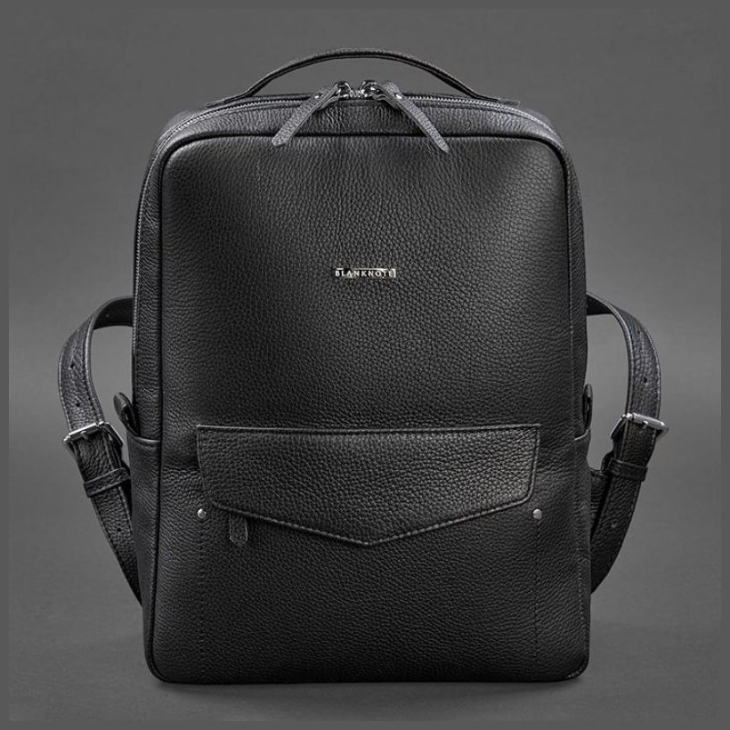 Чорний жіночий класичний рюкзак із натуральної шкіри флотар BlankNote Cooper 78923