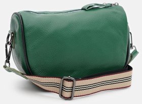 Женская кожаная сумка зеленого цвета с текстильным плечевым ремнем Borsa Leather (59123)