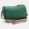 Женская кожаная сумка зеленого цвета с текстильным плечевым ремнем Borsa Leather (59123) - 2