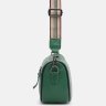 Женская кожаная сумка зеленого цвета с текстильным плечевым ремнем Borsa Leather (59123) - 4