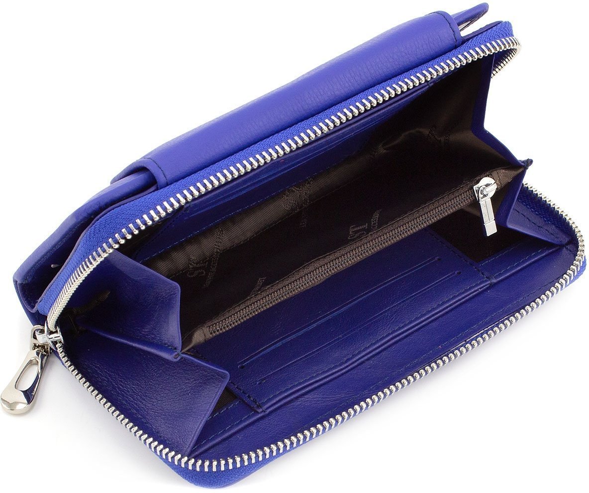 Синій жіночий гаманець з натуральної шкіри середнього розміру ST Leather (15373)