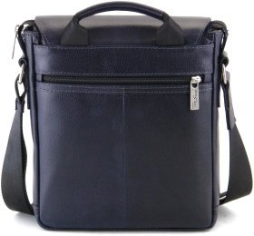 Синяя мужская барсетка из натуральной кожи вертикального типа Tom Stone (10945)