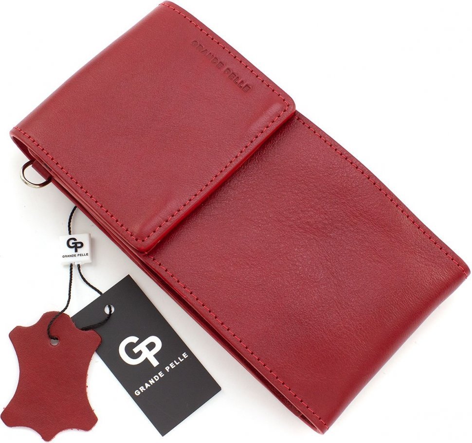 Красная женская сумка-кошелек из натуральной кожи Grande Pelle (15469)