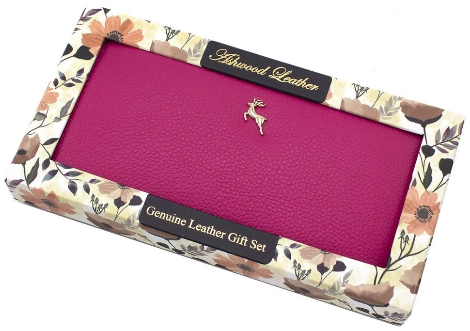 Жіночий шкіряний гаманець яскравого рожевого кольору на блискавці Ashwood 69623