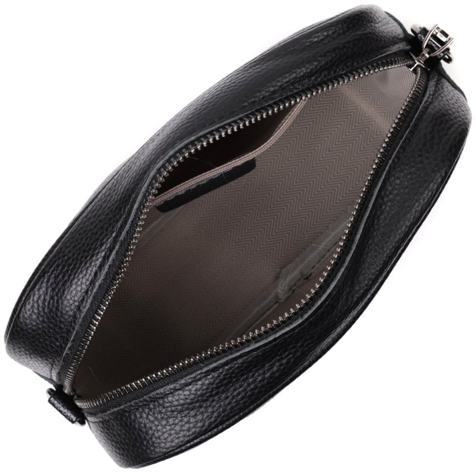 Чорна жіноча сумка з натуральної стьобаної шкіри з плечовим ремінцем Vintage 2422387